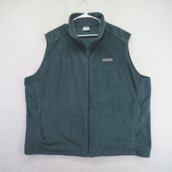 Columbia Vest Mens 3XL Green Fleece Full Zip Outdoors Hiking Sleeveless Warm - Picture 1 of 10